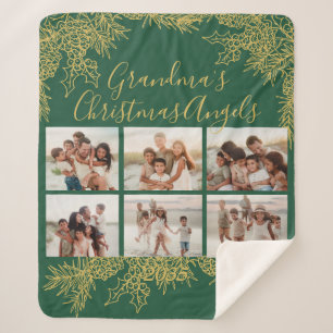 Custom Elegant Grandma's Christmas Photo Collage Sherpa Blanket