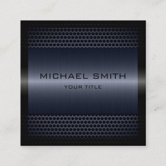 Custom Elegant Grey Stainless Metal Square Business Card (Front)