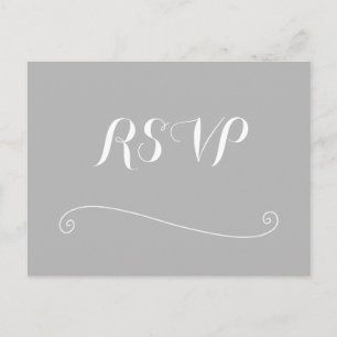 Custom Elegant Grey White Wedding RSVP Postcards
