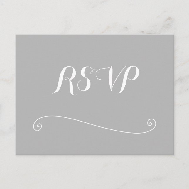 Custom Elegant Grey White Wedding RSVP Postcards (Front)
