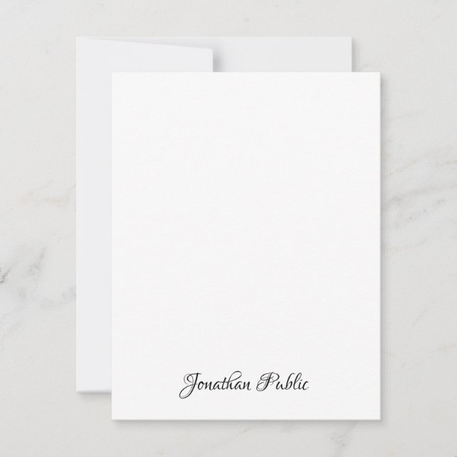 Custom Elegant Hand Script Name Vertical Flat Card (Front)