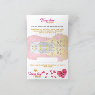 CUSTOM Elegant Handmade Bead Jewellery Thank You R Card