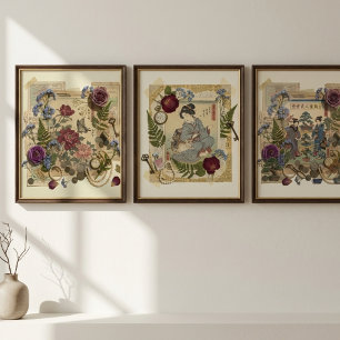CUSTOM Elegant Japanese Woman & Cat Print