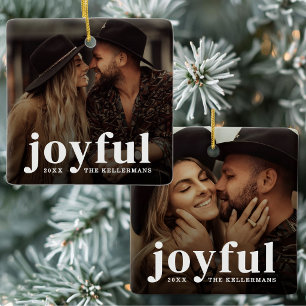 Custom Elegant Joyful Photo Ceramic Ornament
