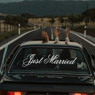 Custom Elegant Just Married Car Wedding Banner