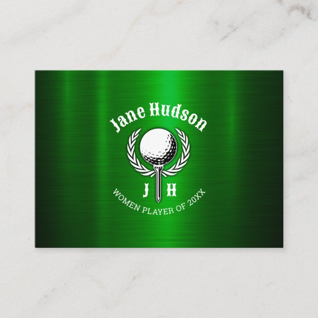 Custom Elegant Ladies Golf Monogram Design Business Card (Front)