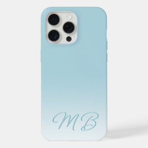 Custom Elegant Light Aqua Ocean Blue Monogram iPhone 15 Pro Max Case
