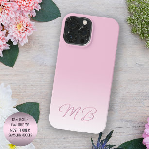 Custom Elegant Light Cotton Candy Pink Monogram iPhone 15 Pro Max Case