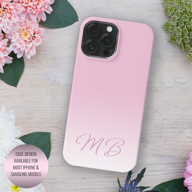 Custom Elegant Light Cotton Candy Pink Monogram iPhone Case (Creator Uploaded)