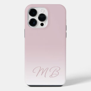 Custom Elegant Light Dusty Rose Mauve Monogram iPhone 14 Pro Max Case