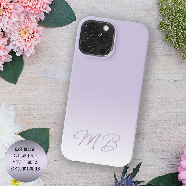 Custom Elegant Light Lavender Violet Monogram Case-Mate iPhone Case (Creator Uploaded)