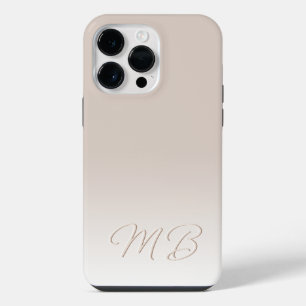 Custom Elegant Light Neutral Beige Cream Monogram iPhone 14 Pro Max Case