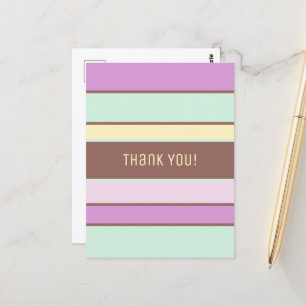Custom Elegant Light Pastel Stripes Thank You Postcard