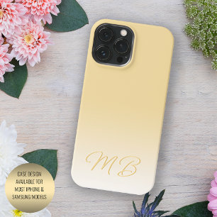 Custom Elegant Light Tuscan Sun Yellow Monogram Case-Mate iPhone 14 Pro Max Case