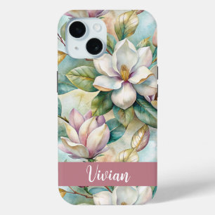 Custom Elegant Magnolias iPhone 15 Case