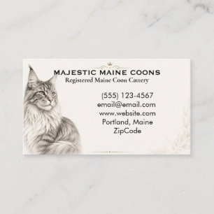 Custom Elegant Maine Coon Cattery Business Card