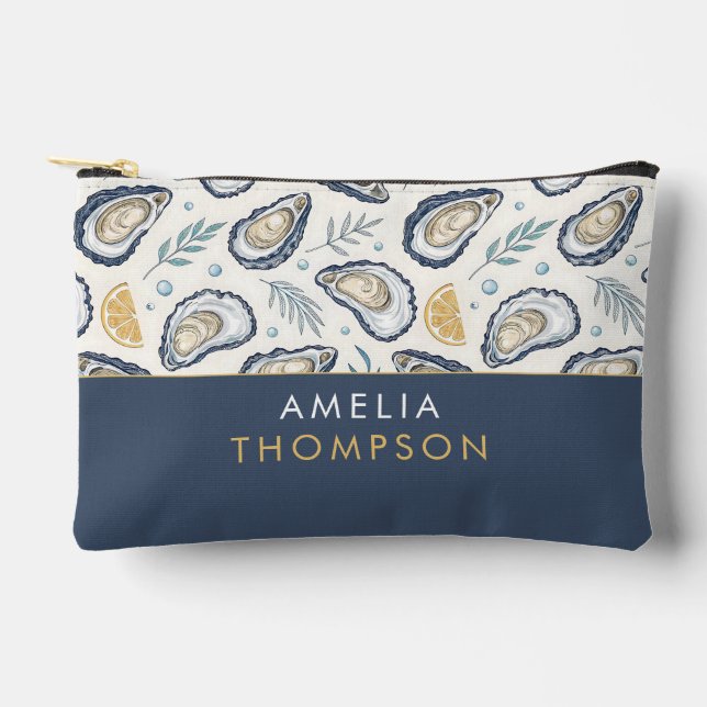 Custom Elegant Marine Oysters Accessory Pouch (Front)