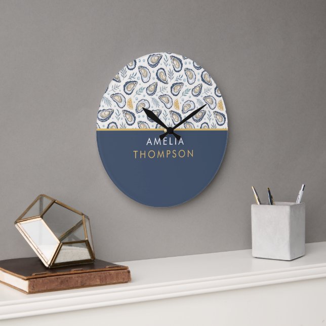 Custom Elegant Marine Oysters Large Clock (Office)
