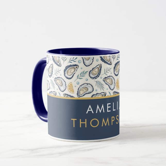 Custom Elegant Marine Oysters Mug (Front Left)