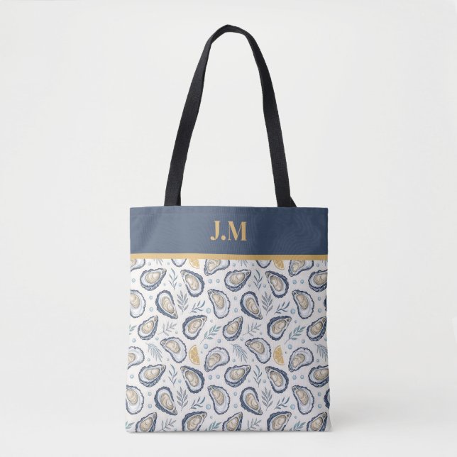 Custom Elegant Marine Oysters Tote Bag (Front)