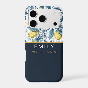 Custom Elegant Mediterranean Lemon Botanical Navy