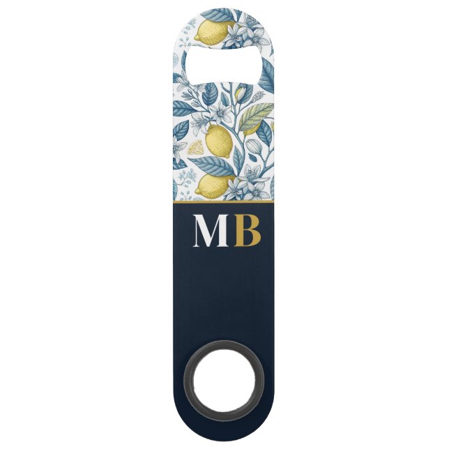Custom Elegant Mediterranean Lemon Botanical Navy (Front)