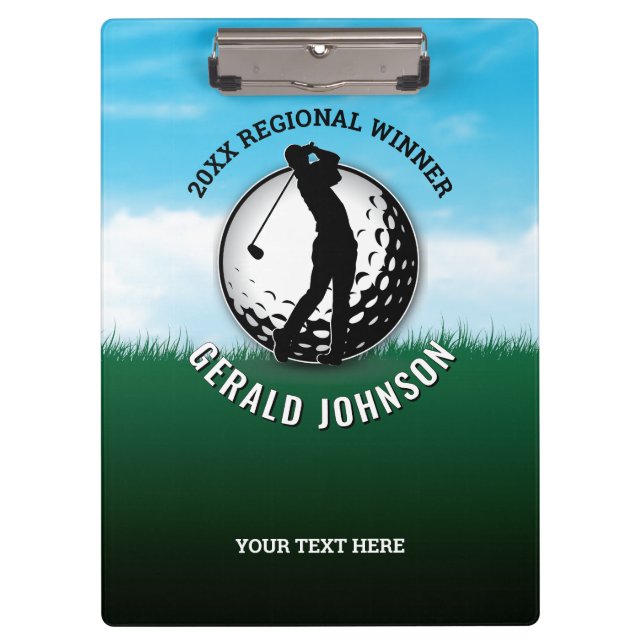 Custom Elegant Men Golf Monogram Design Clipboard (Front)
