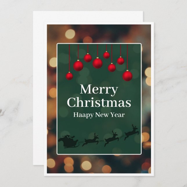 "Custom Elegant Merry Christmas & New Year Card" Invitation (Front/Back)