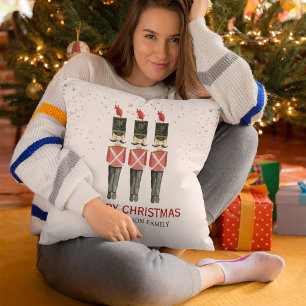 Custom Elegant Merry Christmas Nutcracker Cushion