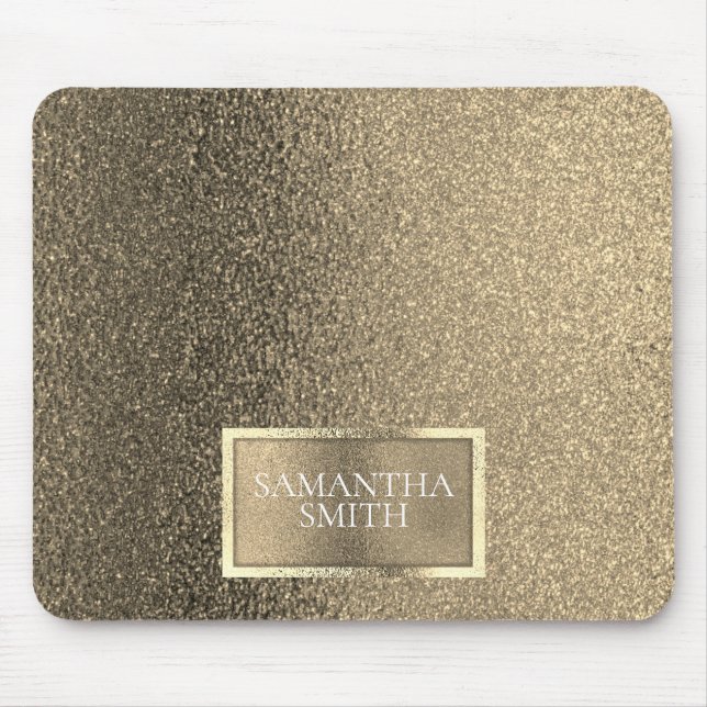 Custom Elegant Metallic Gold Glitter Mouse Pad (Front)