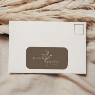 Custom Elegant Minimalist Brown Wedding RSVP Label