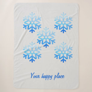 Custom Elegant Minimalist Geometric Snowflake Blue Sherpa Blanket