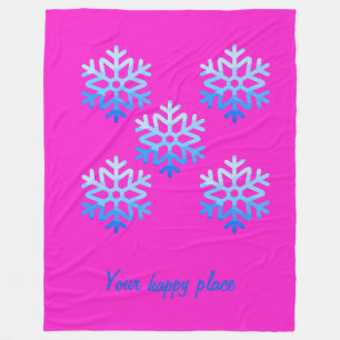 Custom Elegant Minimalist Geometric Snowflake Pink Fleece Blanket