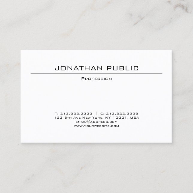 Custom Elegant Minimalist Modern Professional Business Card (Front)