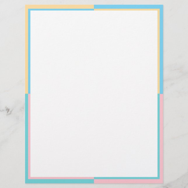 Custom Elegant Modern Blue Green Pink Yellow Blank Custom Letterhead (Front)