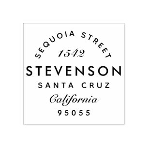 Custom Elegant Modern Family Name Return Address Rubber Stamp