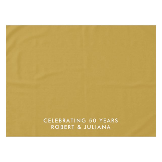 Custom Elegant Modern Gold 50th Anniversary Party Tablecloth (Front (Horizontal))