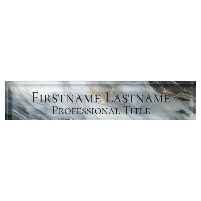 Custom Elegant Modern Marble Acrylic Nameplate (Front)