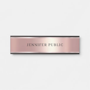 Custom Elegant Modern Template Luxury Rose Gold Door Sign
