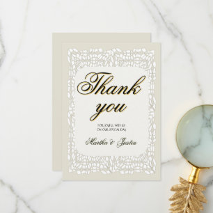 Custom elegant modern thank you cart white lace card