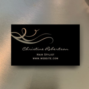 Custom Elegant Modern Unique Metallic Hair Stylist Business Card