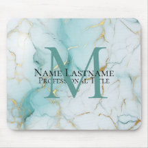 Custom Elegant Monogram Aqua Marble