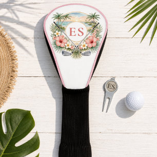 Custom Elegant Monogram Beach Coastal Golf Theme Head Cover