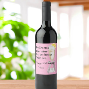 Custom elegant mum 50th birthday wine label
