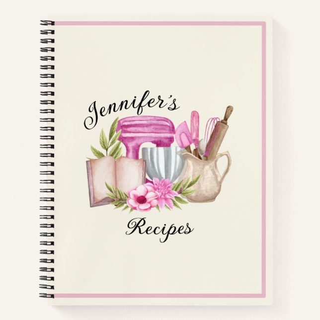 Custom Elegant Personalised Recipe Notebook (Front)