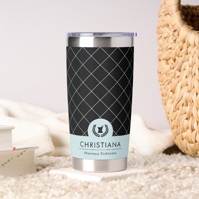 Custom Elegant Pharmacist Pharmacy Tech Staff Insulated Tumbler (Living Room)