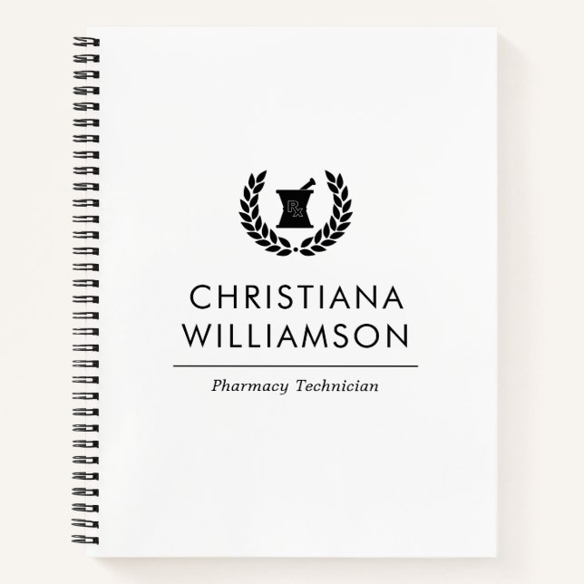 Custom Elegant Pharmacist Pharmacy Tech Staff Notebook (Front)