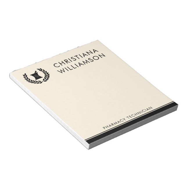 Custom Elegant Pharmacist Pharmacy Tech Staff Notepad (Angled)