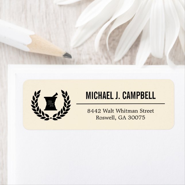 Custom Elegant Pharmacist Pharmacy Tech Staff Return Address Label (Insitu)