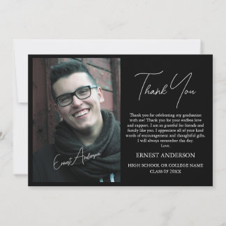 Custom Elegant Photo Graduation Thank You Card